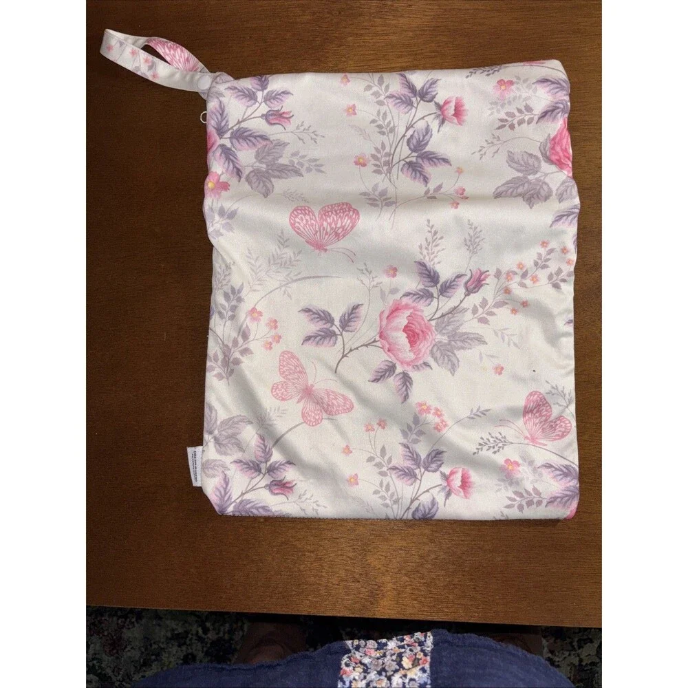 AlvaBaby Wet Dry Zippered Two Compartment Diaper Pouch Bag Waterproof Pink